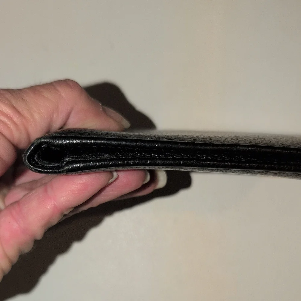 Salvatore Ferragamo Black Italain Leather Bifold Wallet With Coin Pouch